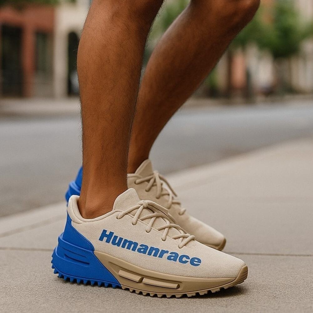 Adidas Hu‎ Humanrace Pharrell X NMD S1 "Oatmeal" Blue Mens Sz 9 1/2 Sneakers